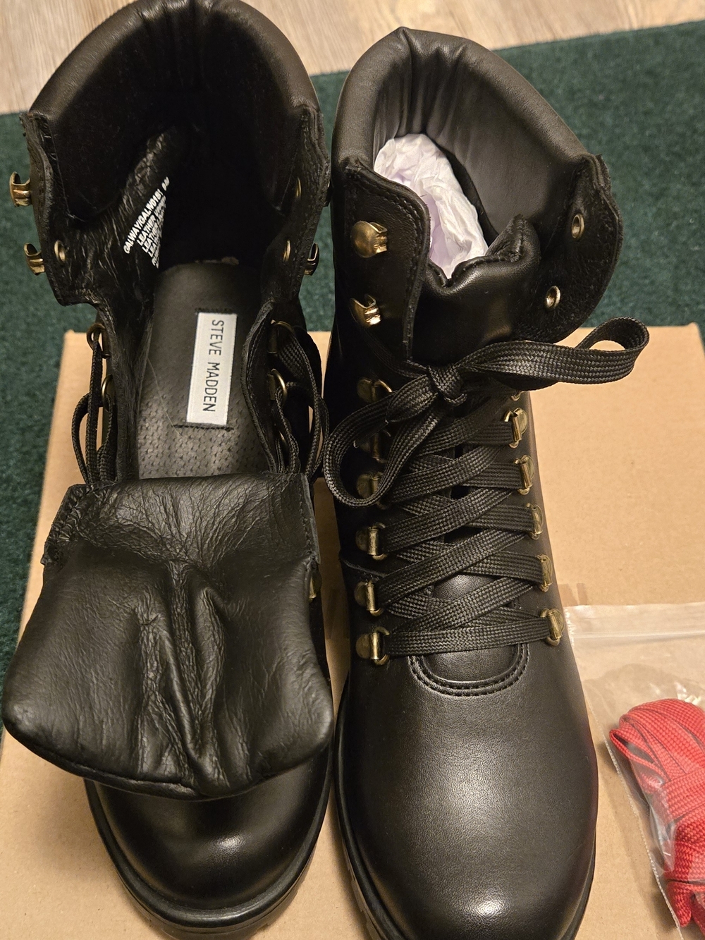 Steve Madden Women's Black Lace-Up Hiking Boots